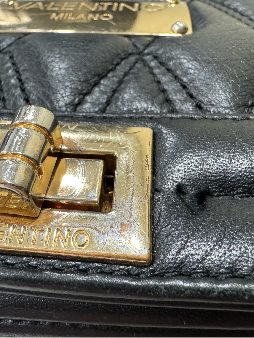Valentino Black Quilted Shoulder Bag with Gold Hardware - Picture 7 of 8